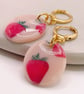 Strawberry hoop earrings, Fruit dangle jewelry for gift