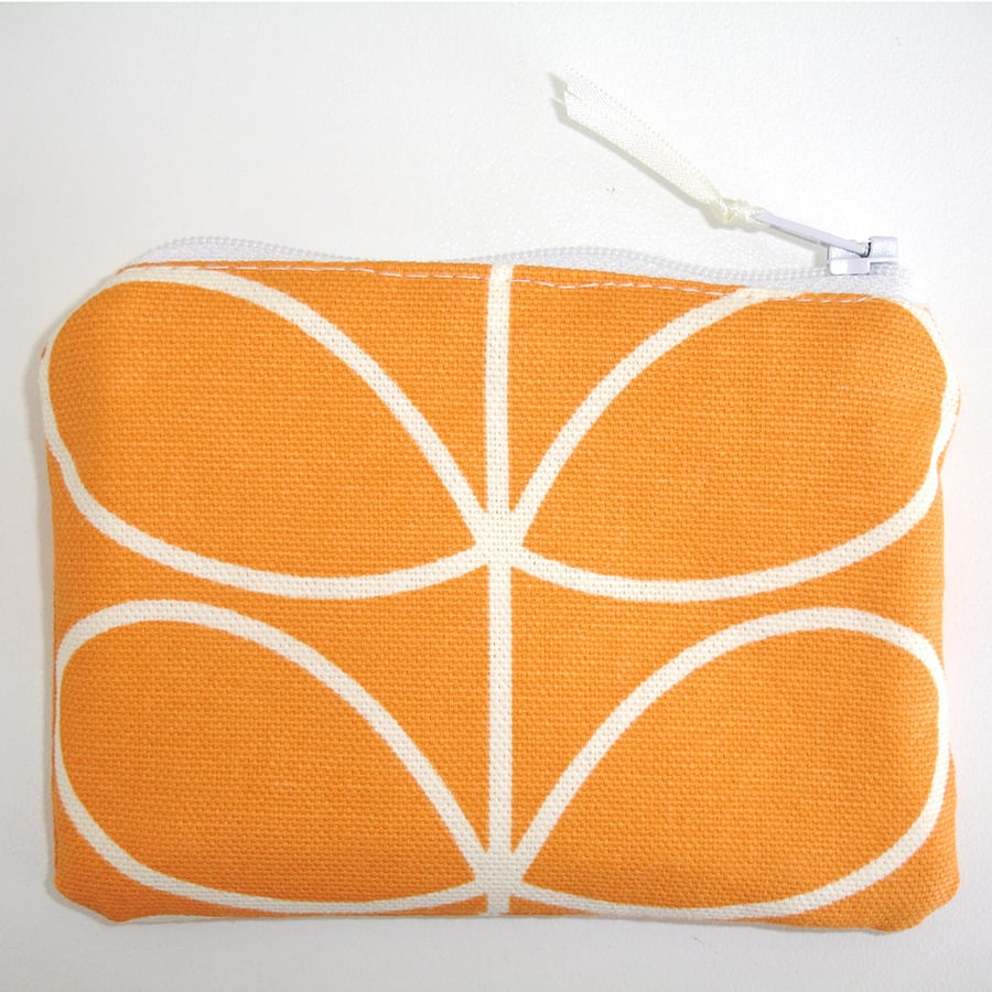 Orange Coin Purse With Zip Credit Card Holder Zipped