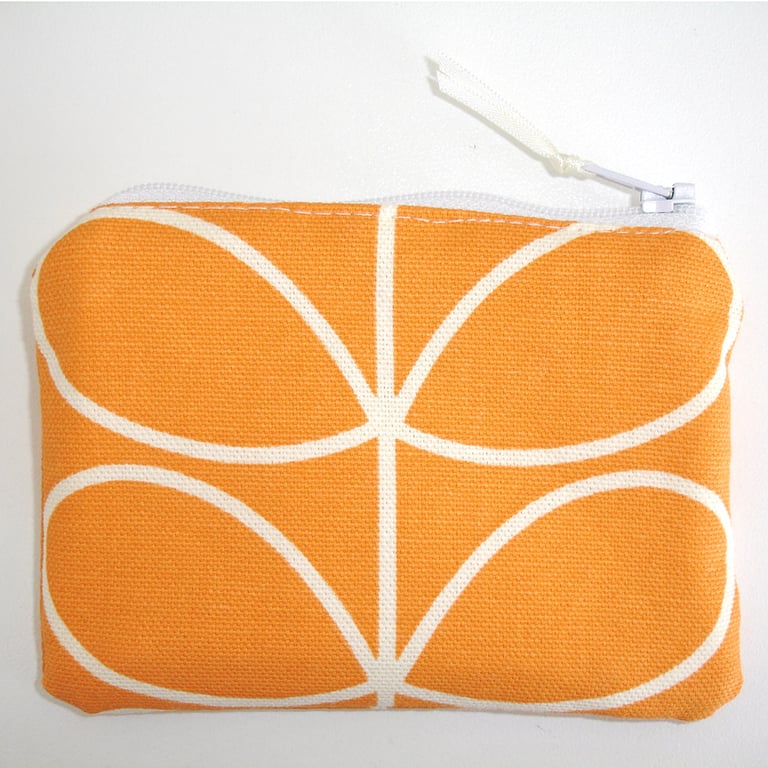 Orange Coin Purse With Zip Credit Card Holder Zipped