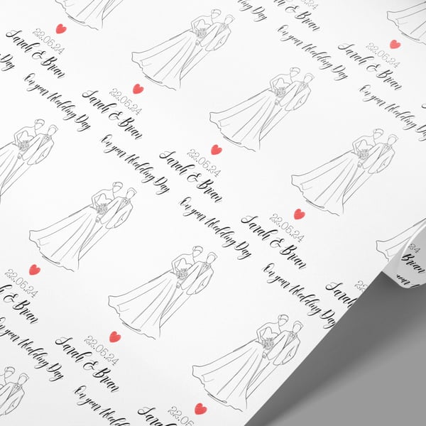 Personalised Bride & Groom wrapping paper