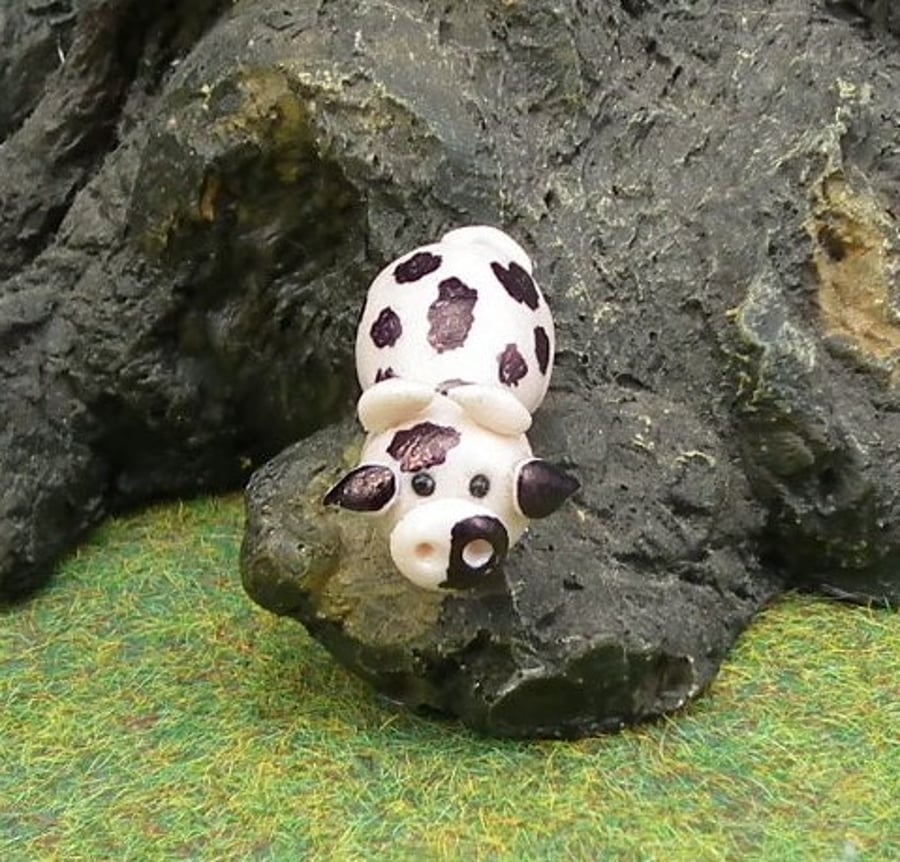 Tiny Cow 'Noo' OOAK Sculpt by Ann Galvin Gnome Village