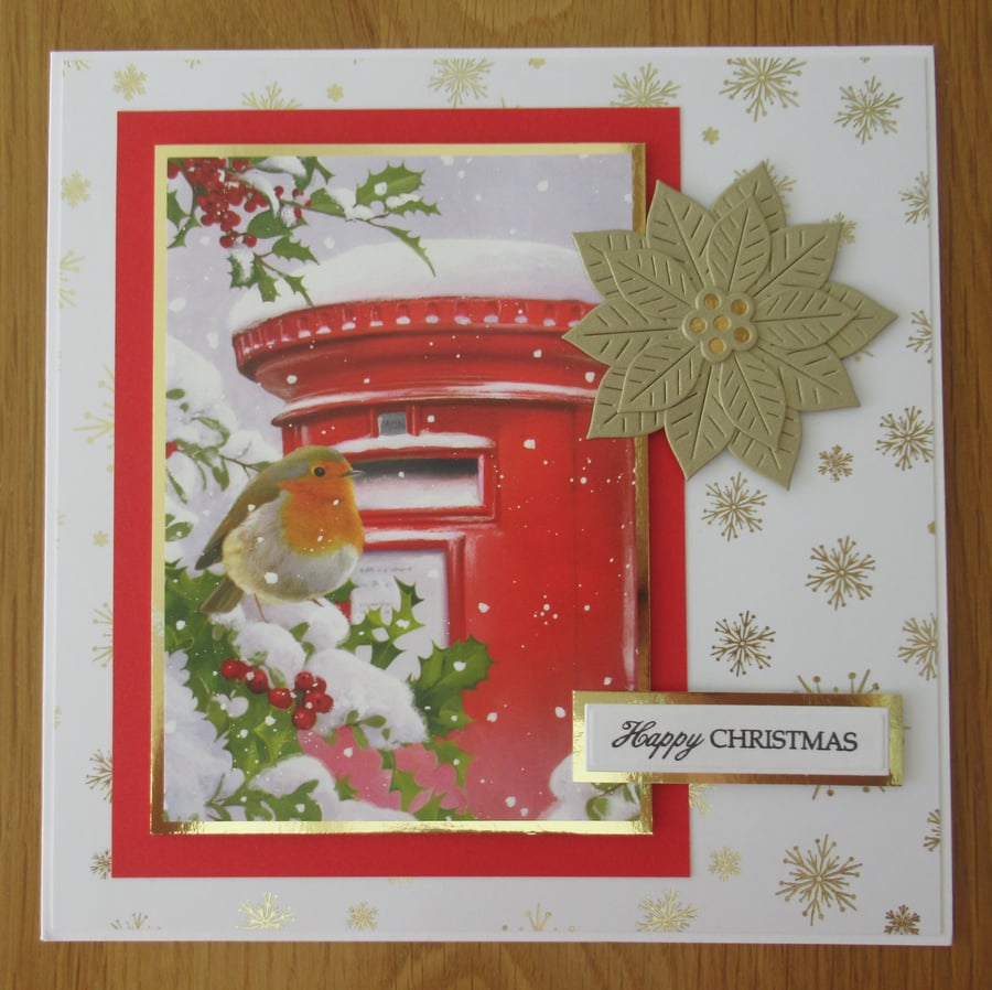 8x8 Robin by the Post Box Christmas Card