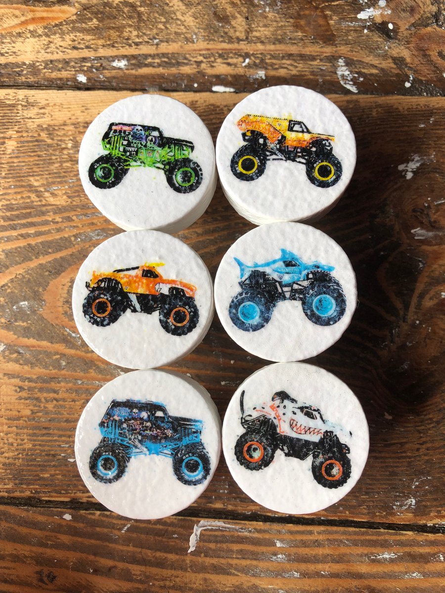 Handmade Monster Truck inspired pine door knobs wardrobe drawer handles
