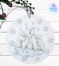 Polar bear mixed media hanging decoration. Polar bear ornament.  - Image 1