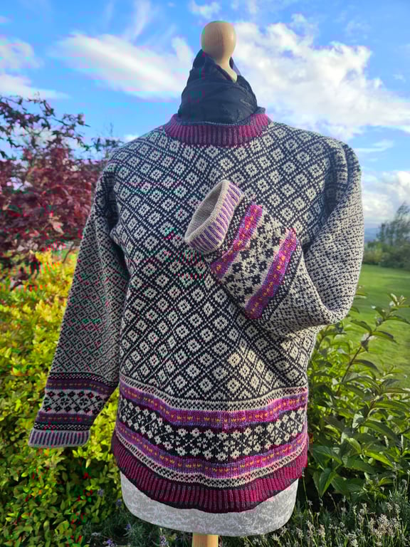 Fair Isle 'Coull' jumper, Charcoal and Oatmilk