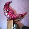 Boudoir moon, glittering, pink sequin moon, wall hanging, OOAK