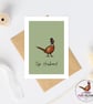 Top Husband Pheasant Card - Husband Birthday Card - Anniversary Card - Hand Draw - Image 1