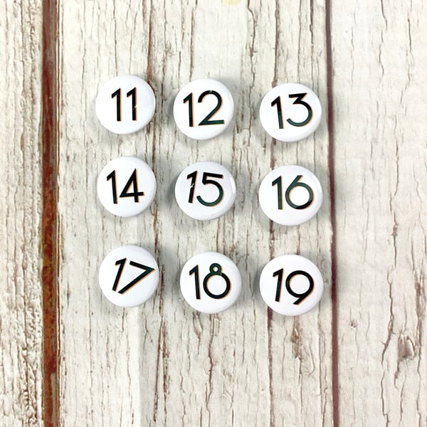 Birthday Number's 11, 12, 13, 14, 15, 16, 17, 18, 19 'Branson' font. 