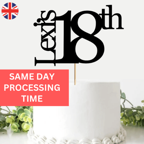18th Birthday Cake Topper, Happy 18th Birthday Cake Topper, Custom Cake Topper