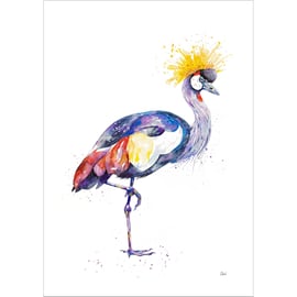 Crane watercolour print, painting, illustration, African wall art