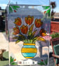 Faux Stained Glass Tulip Vase
