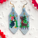 Penguin & Reindeer Unique Christmas Beaded Earrings – Festive Fun