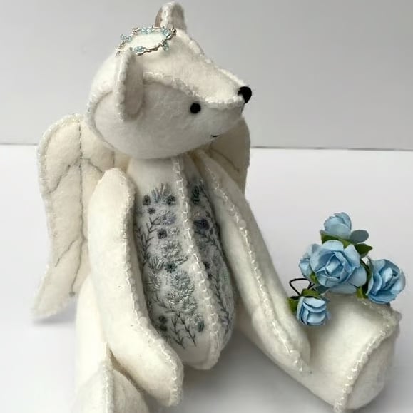 Angel collectable artist bear, one of a kind handmade keepsake memory bear