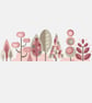 050F - Cross Stitch Scandinavian Forest Trees - PASTELS - Pink-Beige  - Image 2