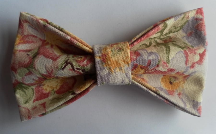 Floral Cotton Hair Bow or Brooch