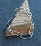 Argentium Silver hallmarked link bracelet, hammered silver, longer length