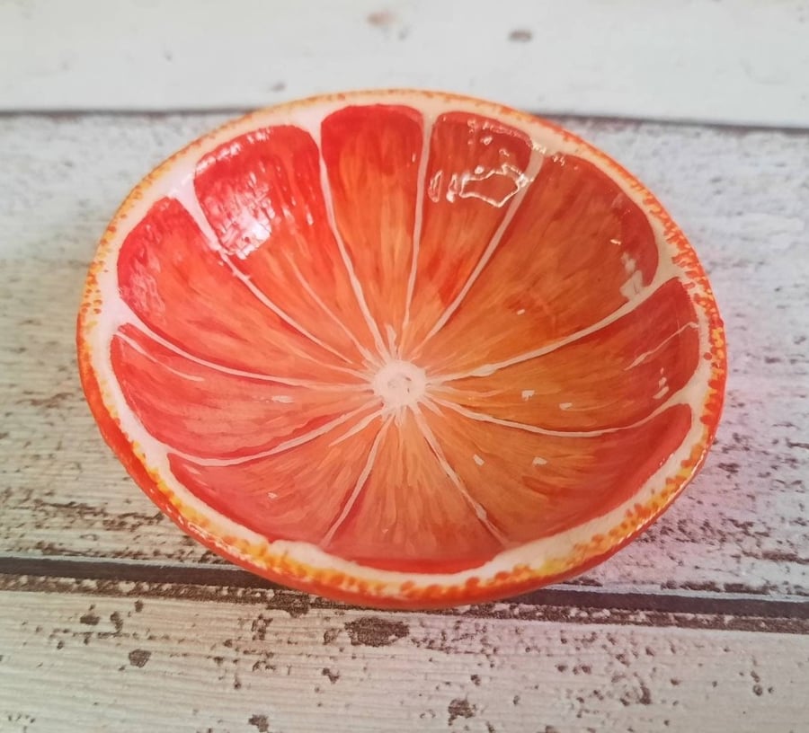 Orange half mini trinket dish, small