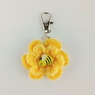 Bee Kind - a crochet flower and bee bag charm