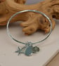 Sterling Silver Sea Glass Charm Bangle - Image 4