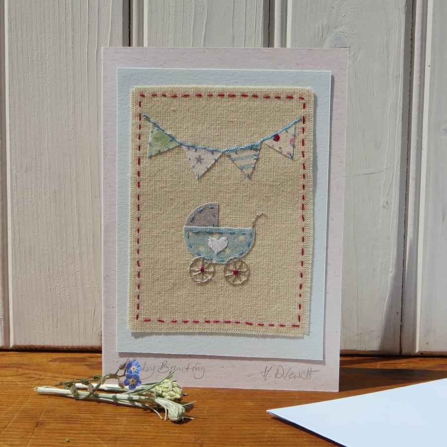 Hand-stitched new baby card, detailed, a card to keep, other designs available