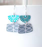 Turquoise and grey retro flower earrings 