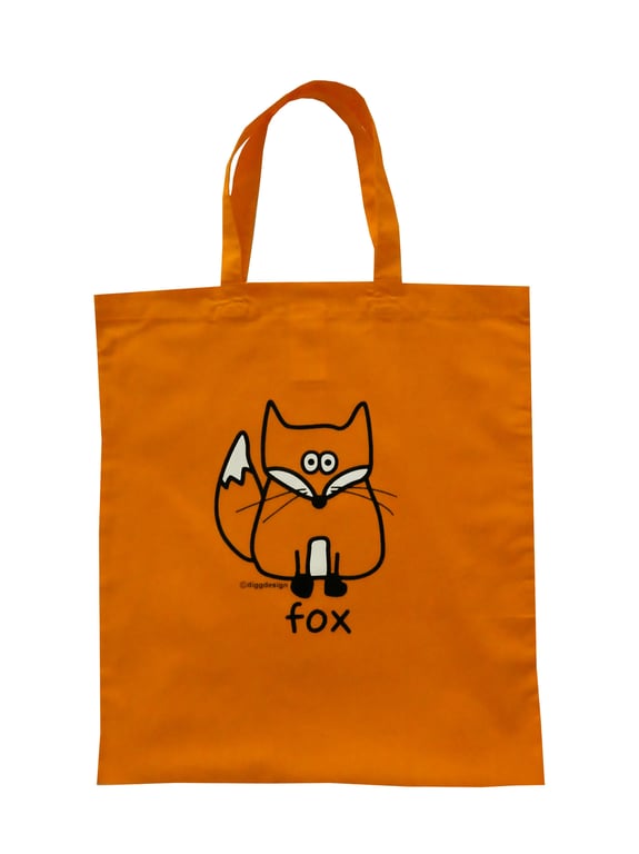 Digg Design FOX cotton shopper Tote Bag. Orange