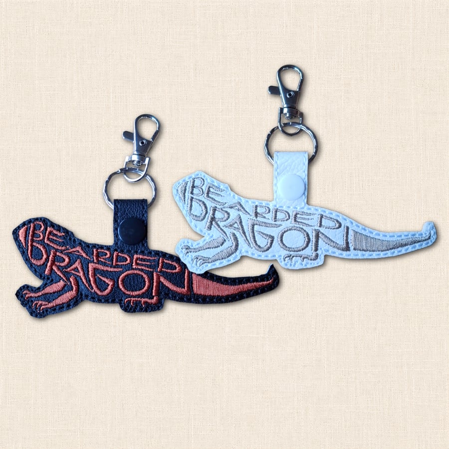 Bearded Dragon Keyring - Reptile Silhouette Word Art Accessory