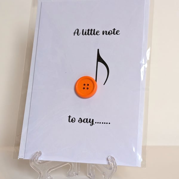 "A little note to say" button blank inside greetings card