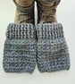 Slate Grey Crochet Boot Cuffs, Hiking Ankle Warmers - Image 3