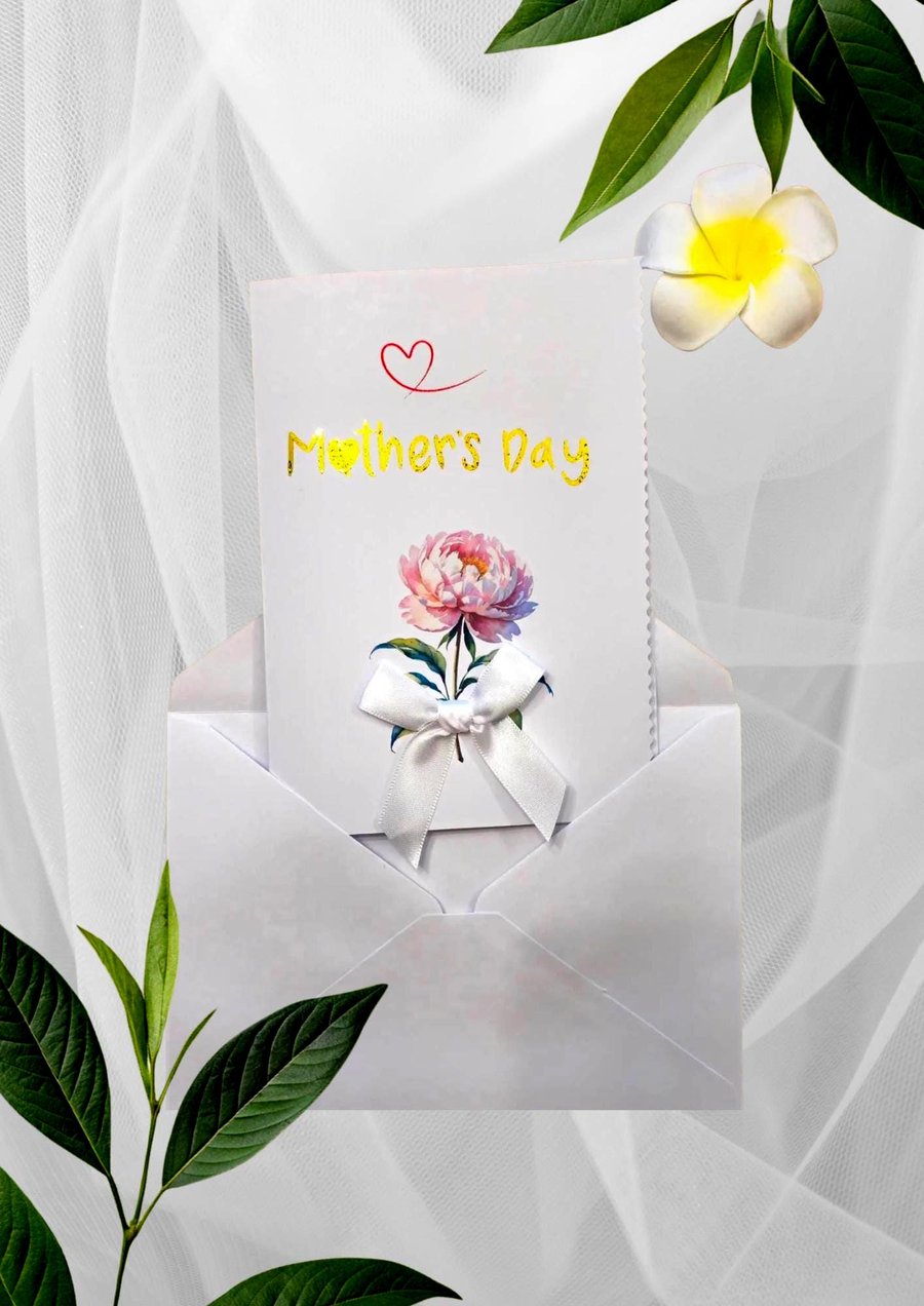 Handmade Mother's Day Card Floral Card for Mum Special Day Greeting Handmade Car