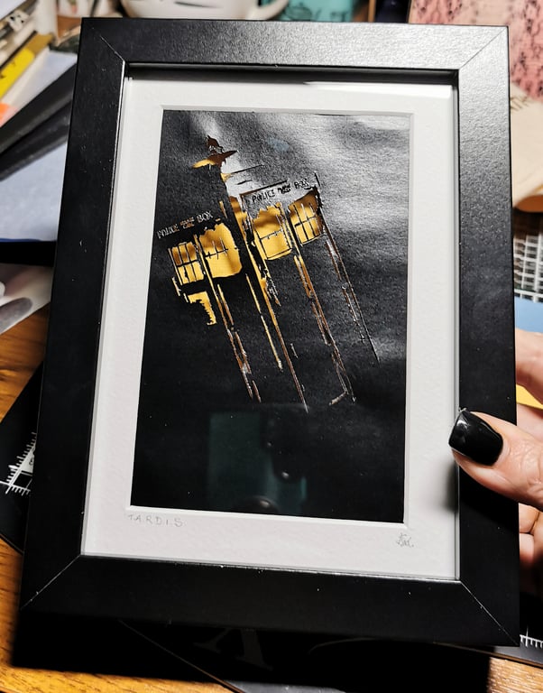 TARDIS - Doctor Who themed original papercutting - handcut framed paper art