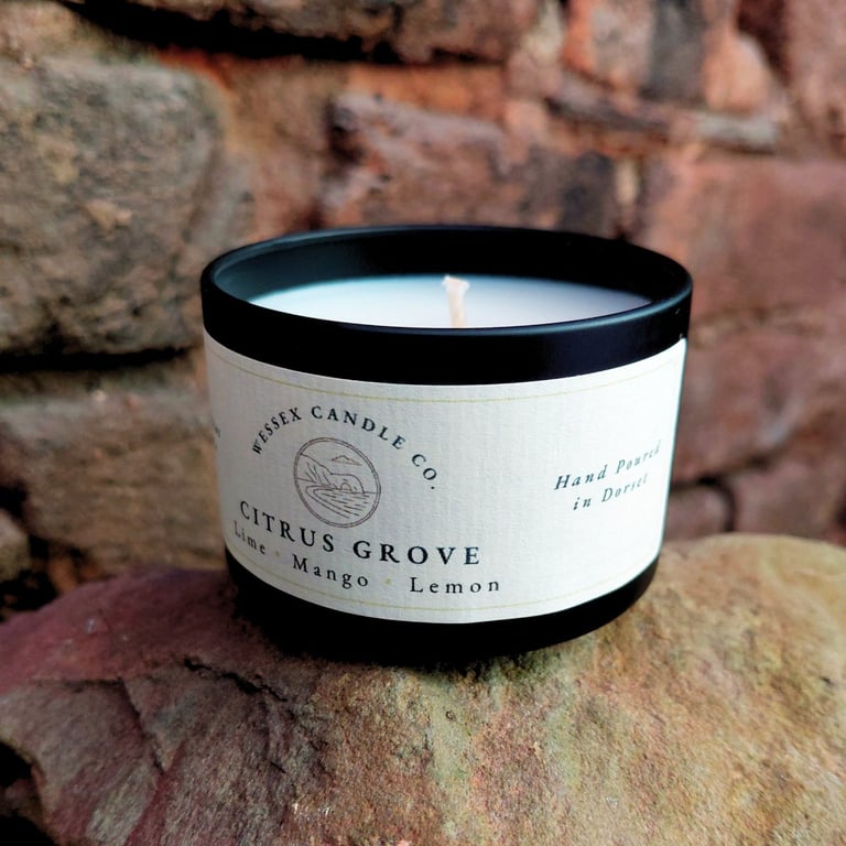 Citrus Grove - Lime Mango Scent - Tin Candle - Luxury Coconut Apricot Wax