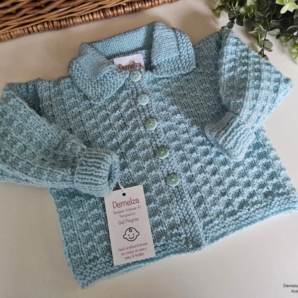 Baby Sea Blue Hand Knitted Jacket 0-6 months size 