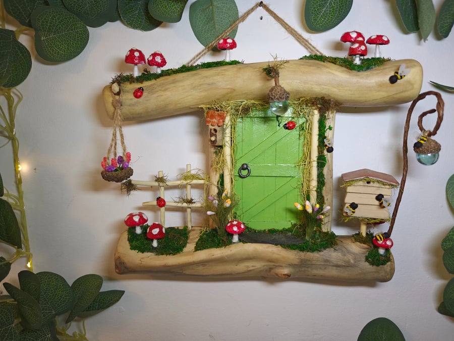Handcrafted Fairy Door - Enchanted Woodland Bee Garden