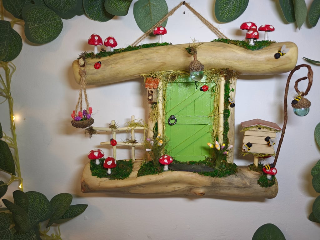 Handcrafted Fairy Door - Enchanted Woodland Bee Garden