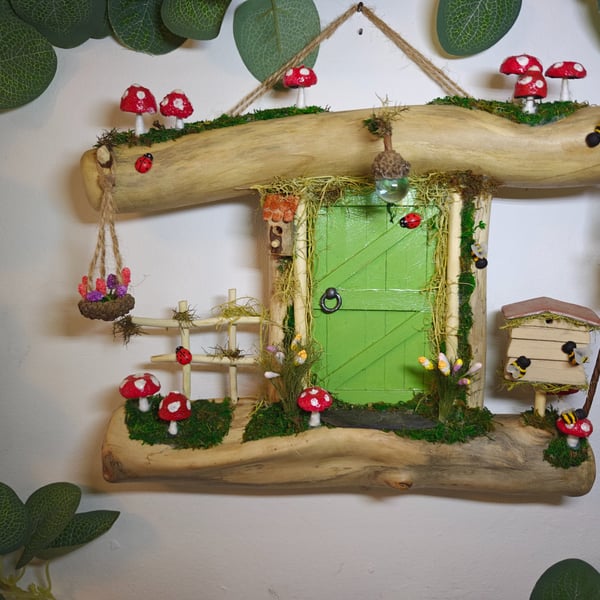 Handcrafted Fairy Door - Enchanted Woodland Bee Garden
