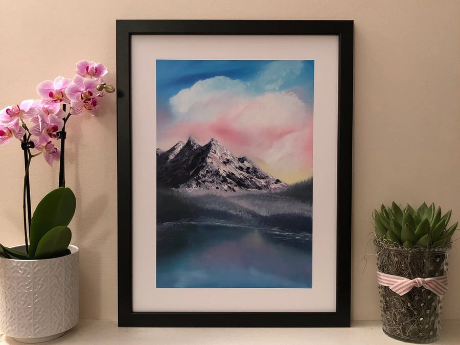 Frozen Dawn Fine Art Print – Snowy Mountain Landscape Giclée