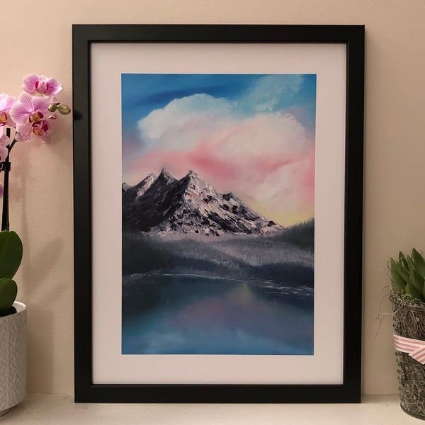 Frozen Dawn Fine Art Print – Snowy Mountain Landscape Giclée