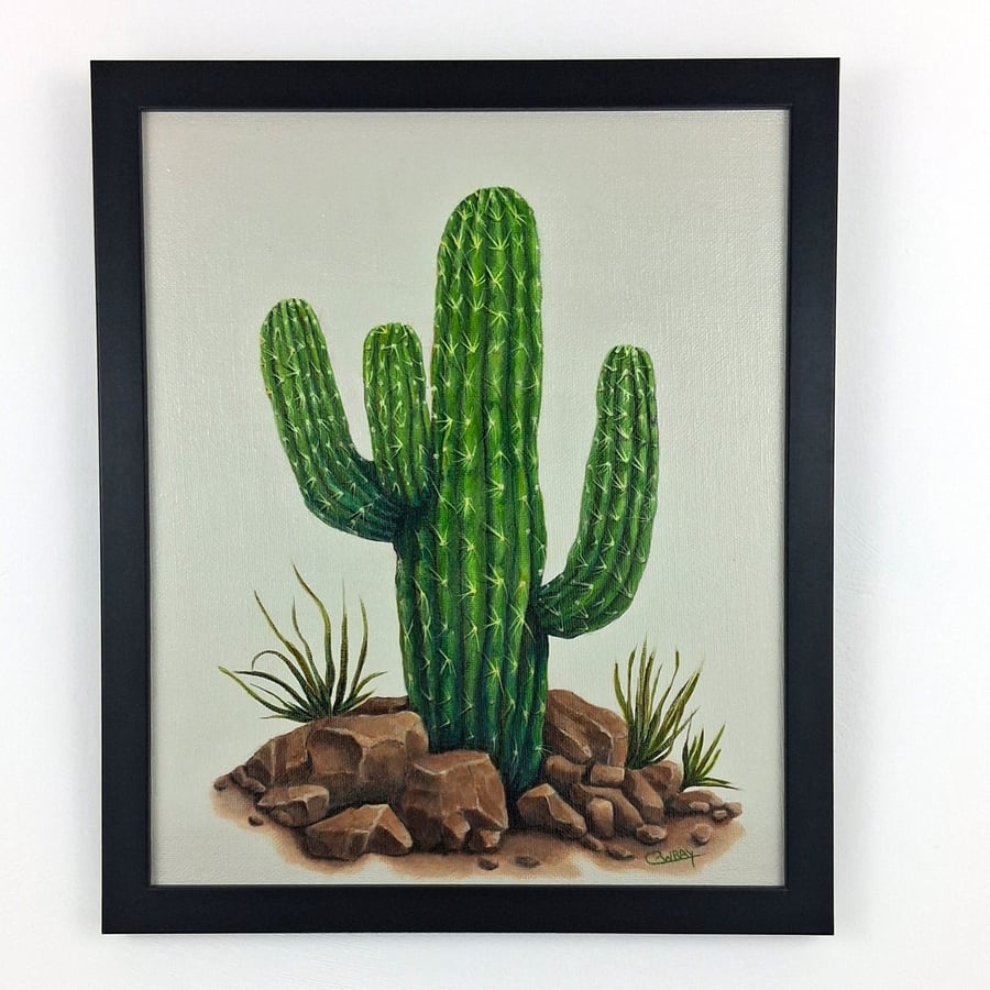 Cactus Acrylic Painting on Canvas Board
