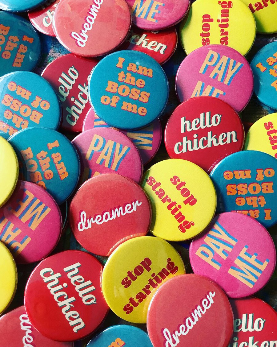 Fun quirky word badges by Jo Brown choose 1 fro... - Folksy