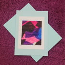 Handmade blank card glossy tissue paper design with pale blue envelope