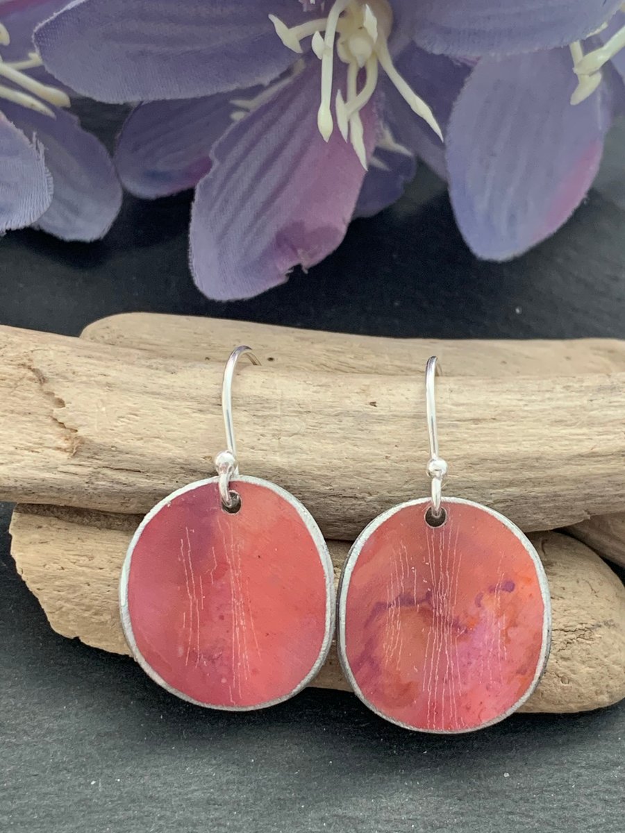 Water colour collection - hand painted aluminium earrings burnt orange