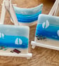 Fused glass ocean scene panel and easel