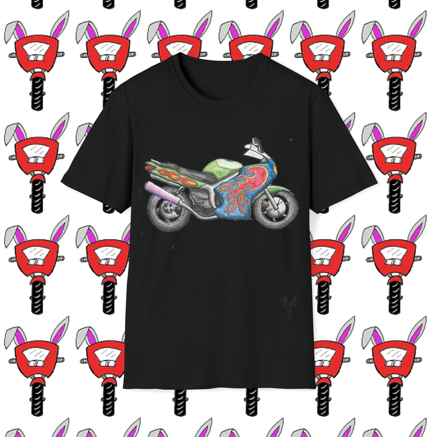 CBR6 1 Flame Fairing Unisex Softstyle Tshirt by Bikabunny