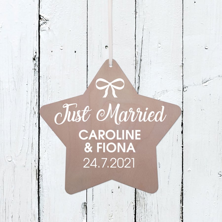 Just Married - Personalised Star Hanging Decoration