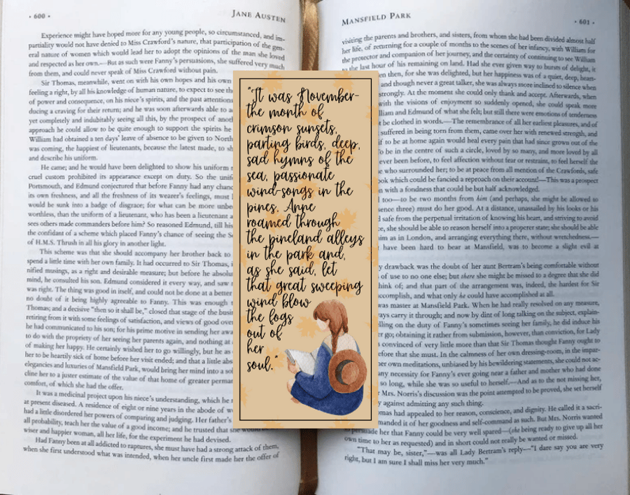 Anne of Green Gables Inspired L. M. Montgomery Bookmark