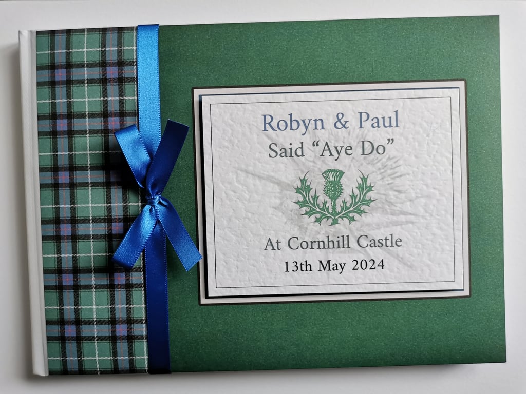 Scottish McDonald hunting ancient tartan wedding guest book, gift