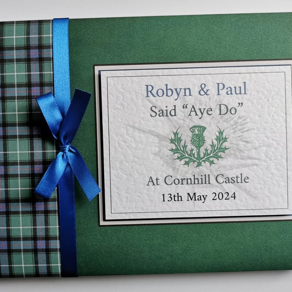 Scottish McDonald hunting ancient tartan wedding guest book, gift