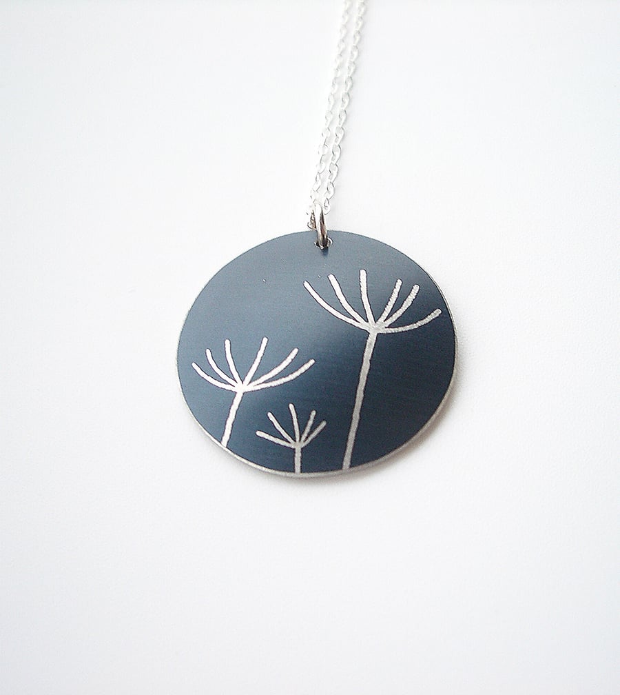 Dandelion seed pendant necklace in black and silver Perfectly Imperfect