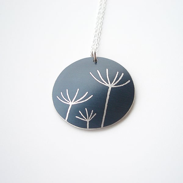 Dandelion seed pendant necklace in black and silver Perfectly Imperfect